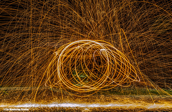 Burning spinning steel wool graphic art image