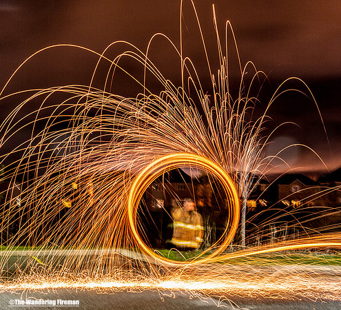 Steel wool spinning and burning graphic art