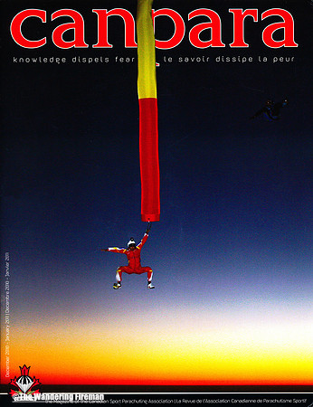 Canpara magazine cover shot of a tube skydiver