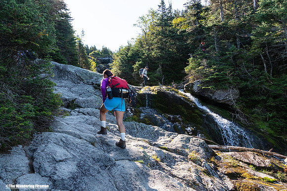 A pretty waterfall on Mount Washington in the White Mountains of New Hampshire