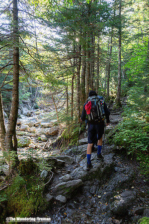 The trail up Mount Washington in the White Mountains of New Hampshire