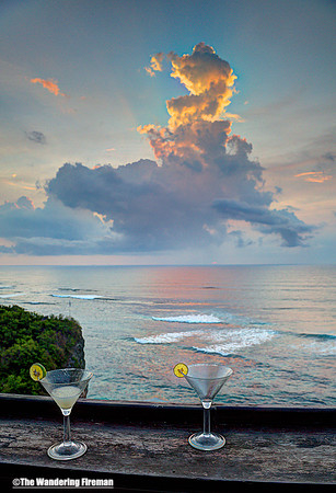 Sunset over the ocean in Bali