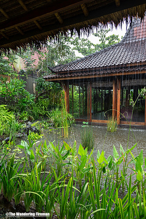 Torential rains in the villa in Bali Indonesia