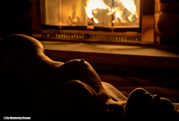 Nude and fireplace