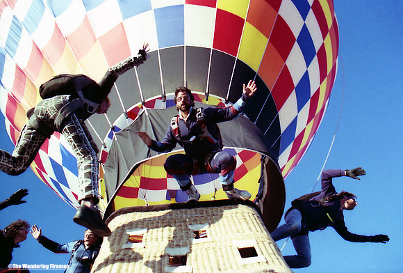 Skydivers making a base jump from a hot air balloon in Florida-3