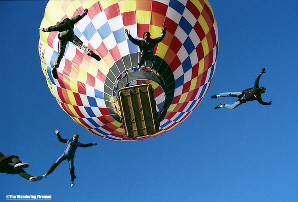 Skydivers making a base jump from a hot air balloon in Florida-6