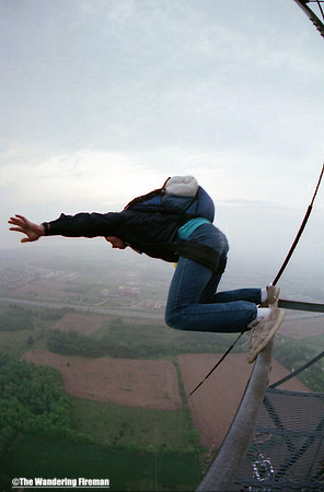 Bill Pollack just making a base jump from an antenna