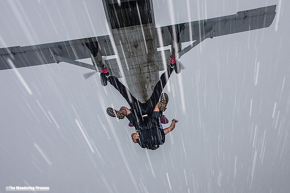 Tandem skydiving in the hail