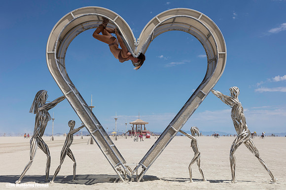 Family Heart art project at Burning Man