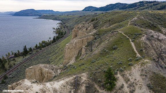 Rail line near Kamloops Lake in British Columbia Canada