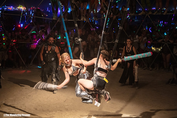 The Thunderdome theme camp of Burning Man in Black Rock City, Nevada