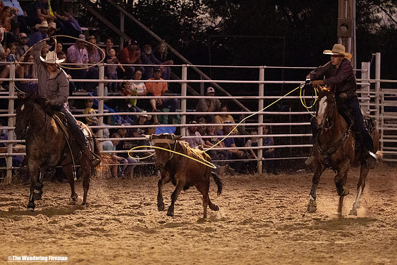 Steer wrestling at the annual July 4th weekend Leon Iowa rodeo