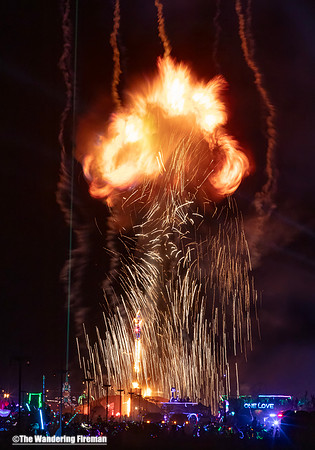 Controlled explosion at the Man Burn in Black Rock City