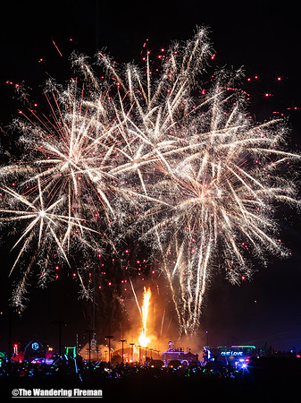 Fireworks before the Man burns in Black Rock City Nevada