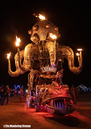 El Pulpo Magnifico mutant art car at Burning Man in Black Rock City, Nevada.