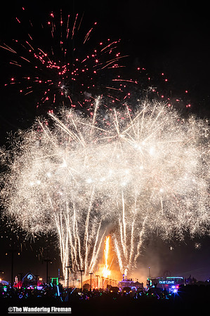 Fireworks set the Man alight in Black Rock City Nevada