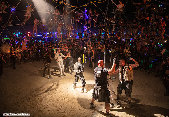 The Thunderdome theme camp of Burning Man in Black Rock City, Nevada